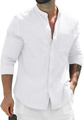 Aryan Clothing Article #7408 Long Sleeve Cotton Linen Shirt Collared Beach Casual