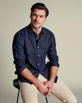 Aryan Clothing Article #7432 Pure Linen Shirt - Navy