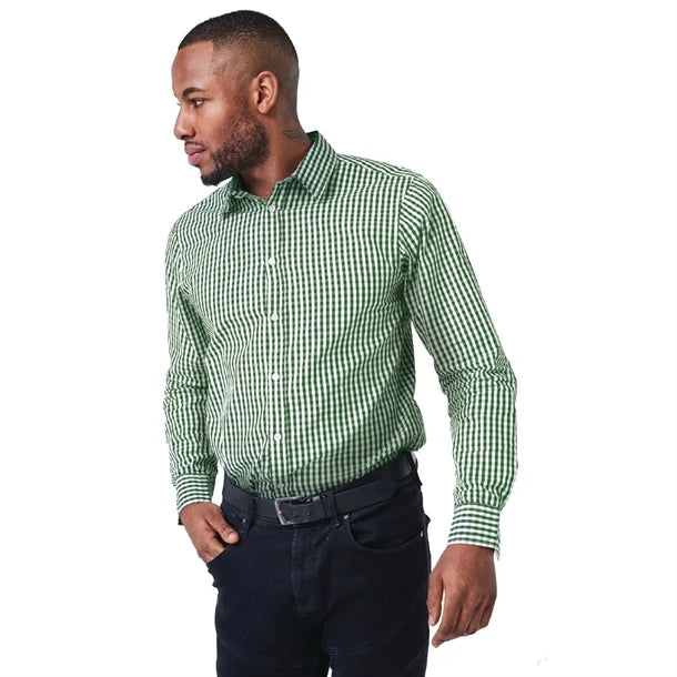 Aryan Clothing Article #7429  Teddy Men's Gingham Shirt Olive